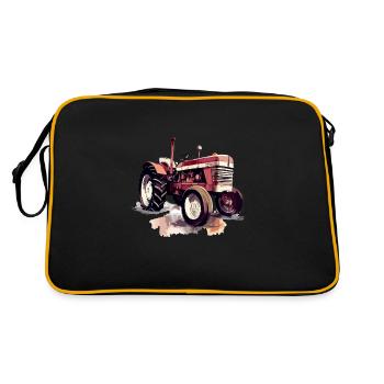 Roter Oldtimer-Traktor - Retro Tasche - Schwarz/Gold - Hinten