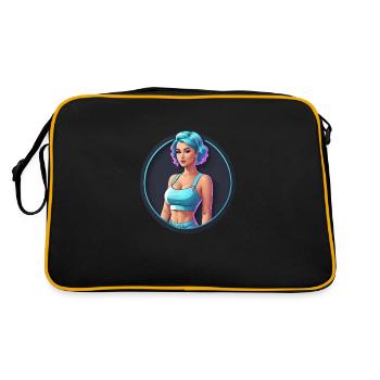 Fille rétro aux cheveux bleus - Sac Retro - noir/or - Dos
