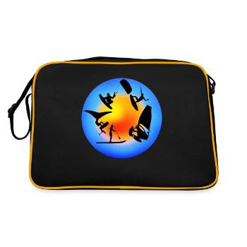 Rond jaune bleu wind wing kite sup surf - Sac Retro - noir/or - Dos