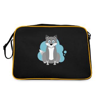 Karikatur Wolf Splash - Retro Tasche - Schwarz/Gold - Hinten