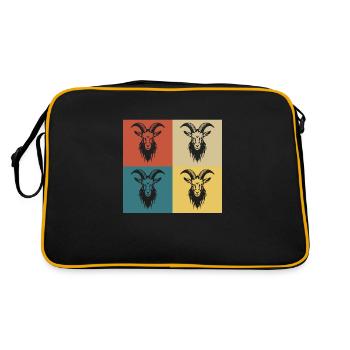 Retro Vintage Ziege - Retro Tasche - Schwarz/Gold - Hinten