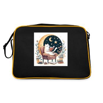 cat reading a book - Retro Bag - black/gold - Back