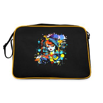 Belle femme peinture art visage femme colorée - Sac Retro - noir/or - Dos