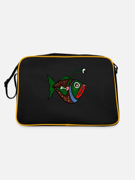 Fisch - Retro Tasche - Schwarz/Gold