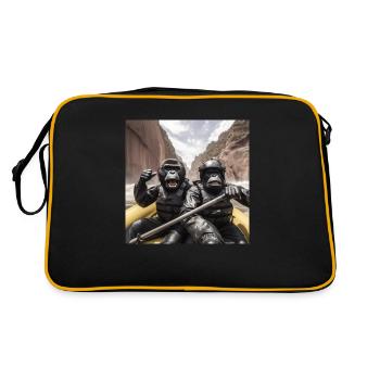 Rafting Gorillas - Retro Tasche - Schwarz/Gold - Hinten