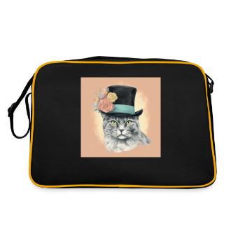 Cat with a hat - Retro Bag - black/gold - Back