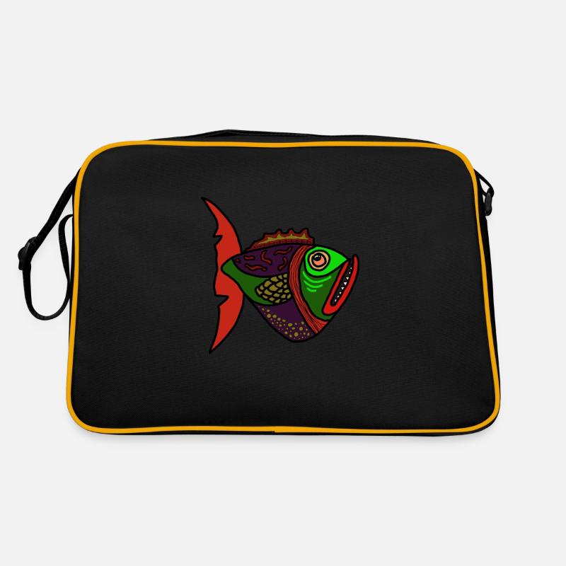 fisch anglerfisch - Retro Tasche - Schwarz/Gold
