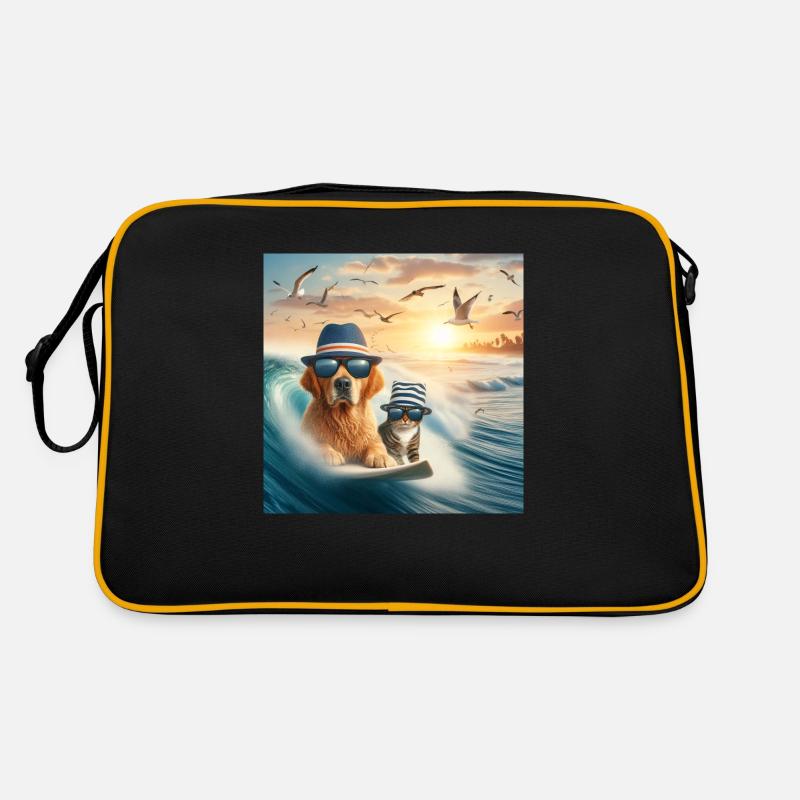 chient et chat surfeur Sac Retro