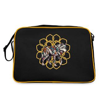 Loup tribal dans le mandala doré - Sac Retro - noir/or - Dos