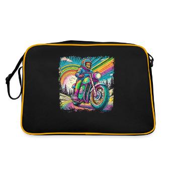 Berge im psychedelischem Biker-Rausch - Retro Tasche - Schwarz/Gold - Hinten