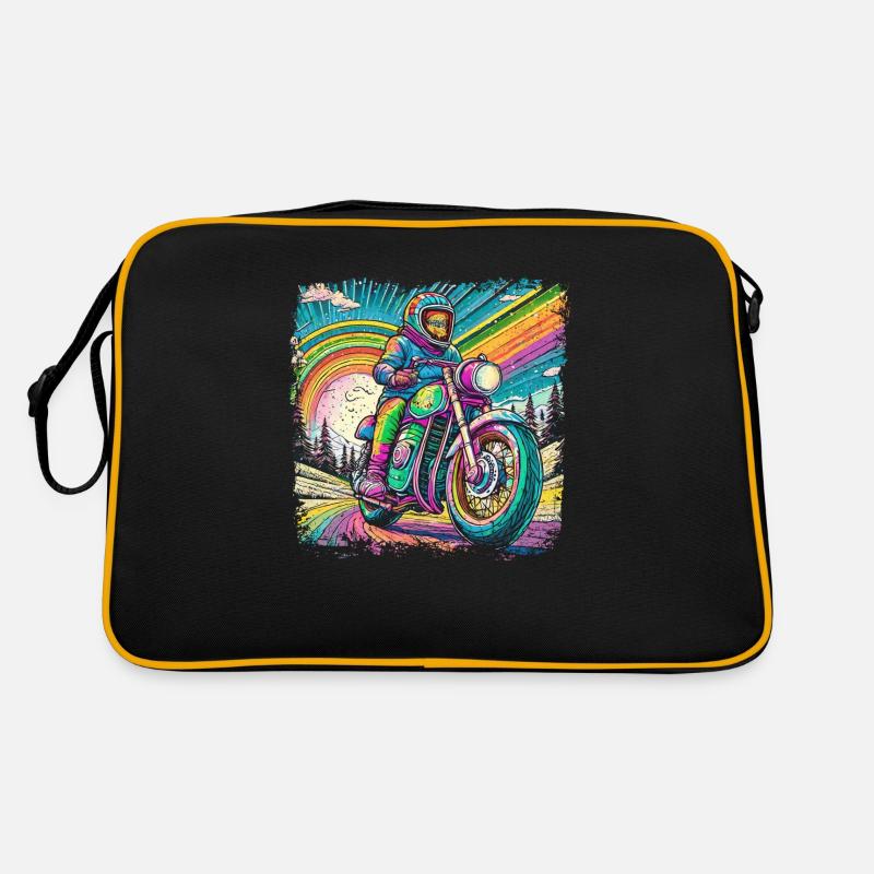 Berge im psychedelischem Biker-Rausch Retro Tasche