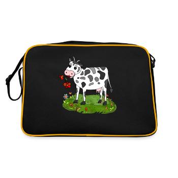 Kuh - Retro Tasche - Schwarz/Gold - Hinten