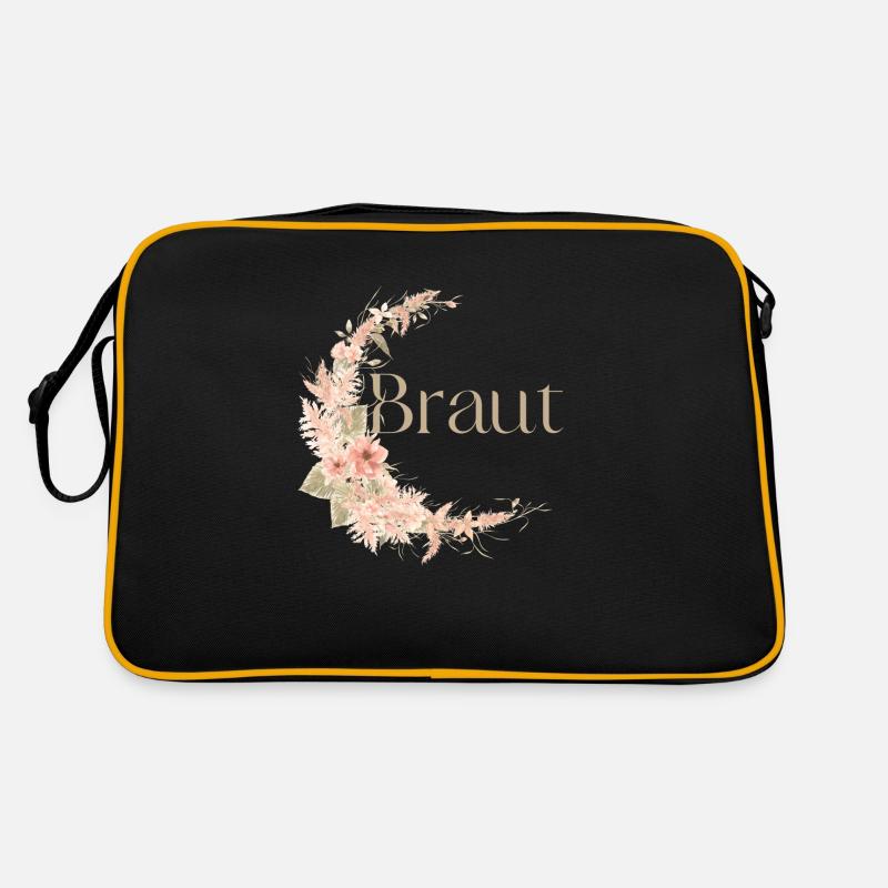 Braut Boho / Junggesellenabschied - Retro Tasche - Schwarz/Gold