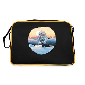 Winterzauber: Schneezauberbaum - Retro Tasche - Schwarz/Gold - Hinten