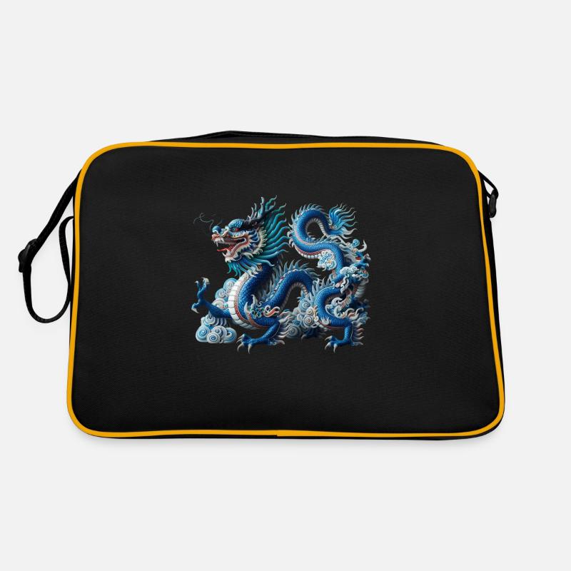 Drache - Retro Tasche - Schwarz/Gold