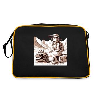 Manga Archeo Mädchen - Retro Tasche - Schwarz/Gold - Hinten