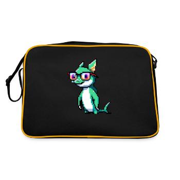 Pixer der Delfin - Retro Tasche - Schwarz/Gold - Hinten