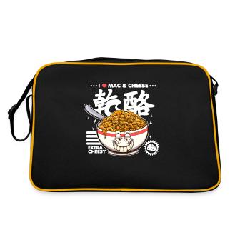 Ich liebe Mac & Cheese Cartoon - Retro Tasche - Schwarz/Gold - Hinten
