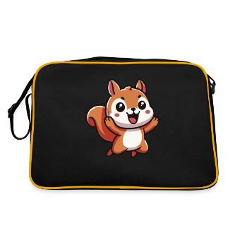 Nutty Das glückliche Kawaii-Eichhörnchen - Retro Tasche - Schwarz/Gold - Hinten