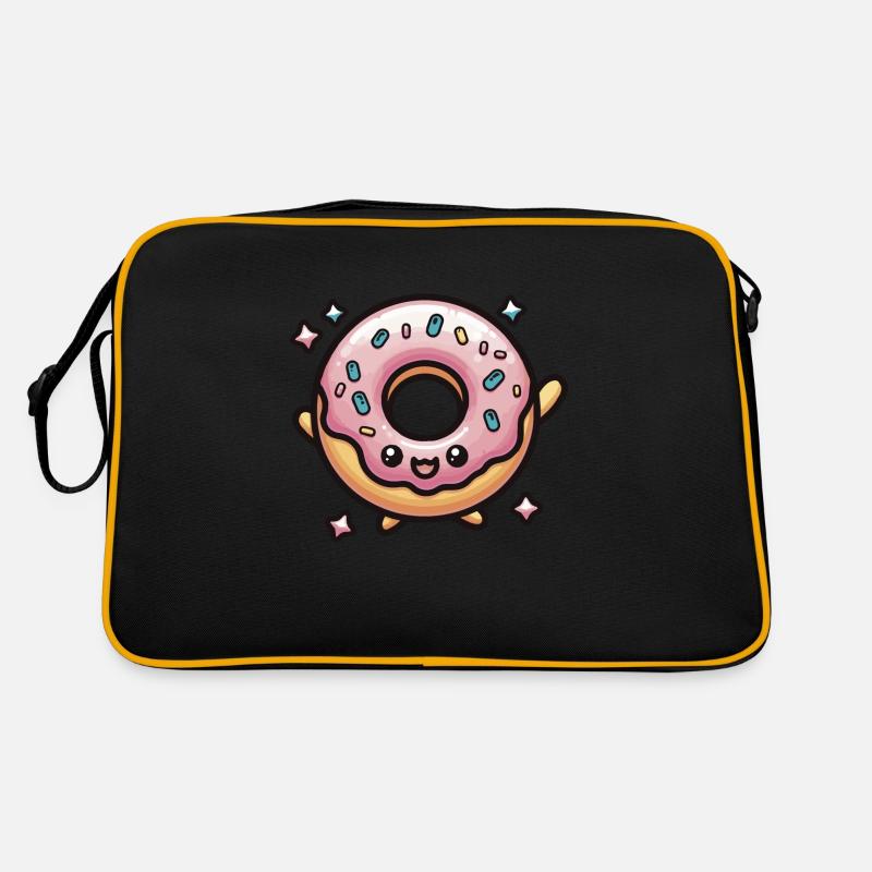 Beignet mignon Chibi Kawaii - Sac Retro - noir/or