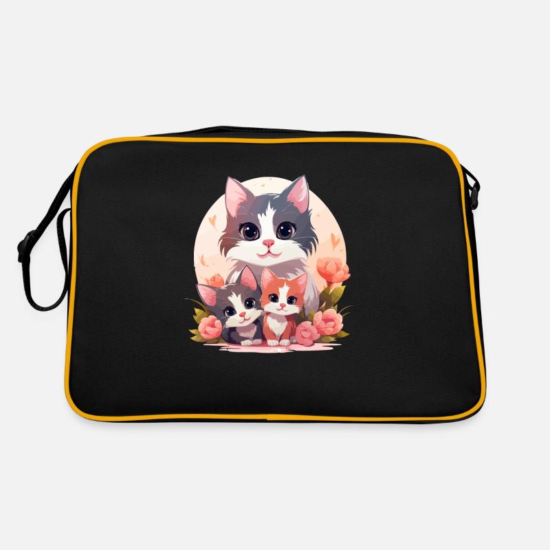 Katzen T-Shirt Retro Tasche