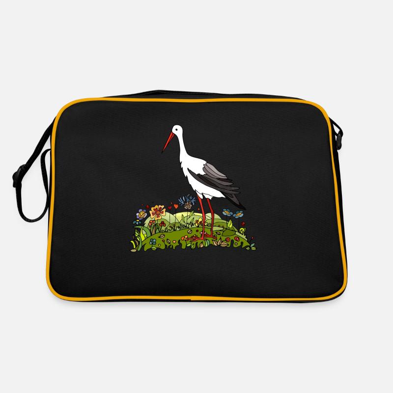 Oiseau cigogne Sac Retro