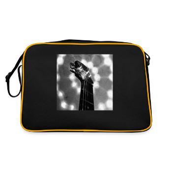 Guitar-Head (black&white) - Retro Tasche - Schwarz/Gold - Hinten