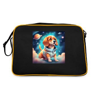Chien mignon dans l’espace - Sac Retro - noir/or - Dos