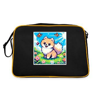 Pixel-Pom - Retro Tasche - Schwarz/Gold - Hinten