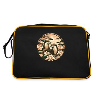 Loutres et fleur de lotus - Sac Retro - noir/or - Dos