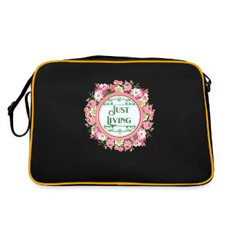 Just Living Floral Motivational Inspirational Life - Retro Bag - black/gold - Back