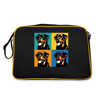 Portrait de chien Pop Rottweiler - Portrait d’animal de compagnie - Sac Retro - noir/or - Dos