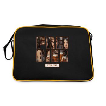 Freibier für uns - Retro Tasche - Schwarz/Gold - Hinten