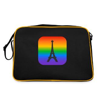 Pariser Regenbogen-Eiffelturm - Retro Tasche - Schwarz/Gold - Hinten