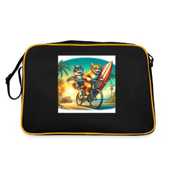 Gato Loco Surfing Cat Surfer Feunde Bike Cool - Retro Bag - black/gold - Back