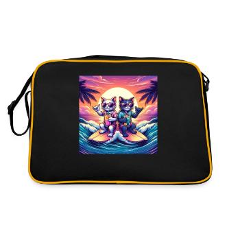 Gato Loco Furry Surferdudes Surf Chats Cool - Sac Retro - noir/or - Dos