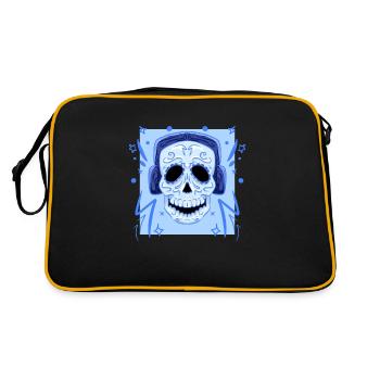 Skull in Headphones, Electro Skull Beats - Retro Bag - black/gold - Back