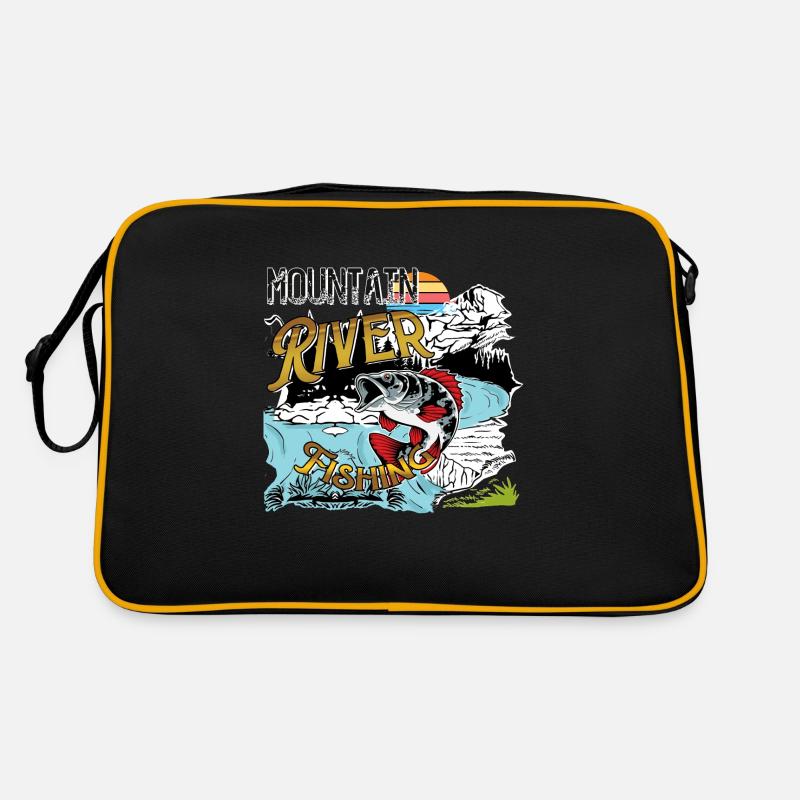 Pêche en rivière de montagne - Sac Retro - noir/or