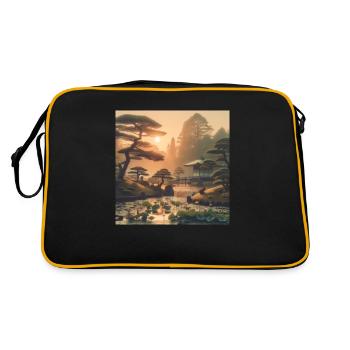 Japan Vintage Bonsai Trees - Retro Bag - black/gold - Back