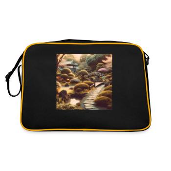 Japan Vintage Bushes Path - Retro Bag - black/gold - Back