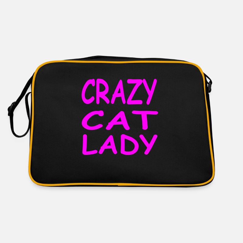 Katze - Retro Tasche - Schwarz/Gold