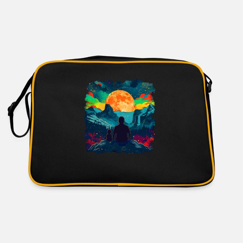 Father and son watching the moon Retro Bag
