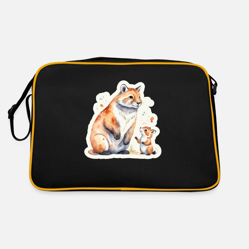 Tierfamilie Mutter Sohn Retro Tasche
