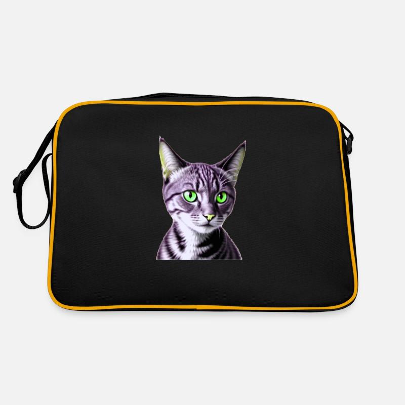 Chat aux yeux verts - Sac Retro - noir/or