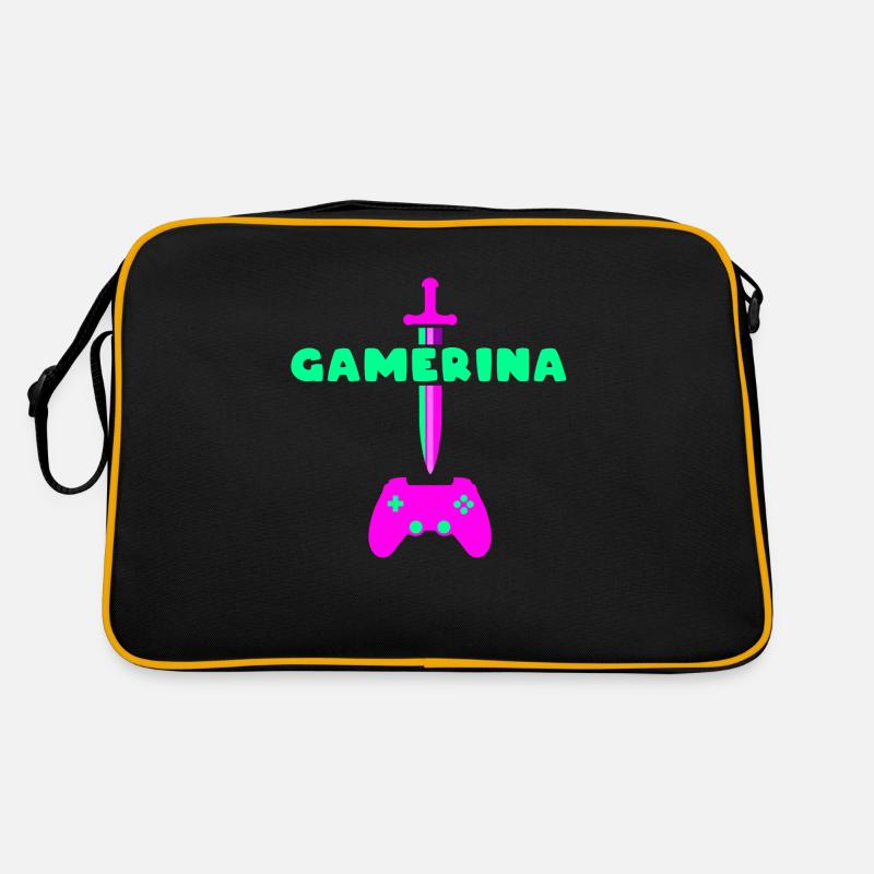 Gamerina # 2 - Retro Tasche - Schwarz/Gold