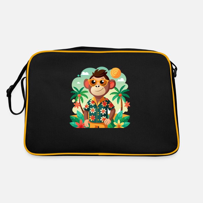 Jungle Junior: Verspieltes Affenabenteuer - Retro Tasche - Schwarz/Gold