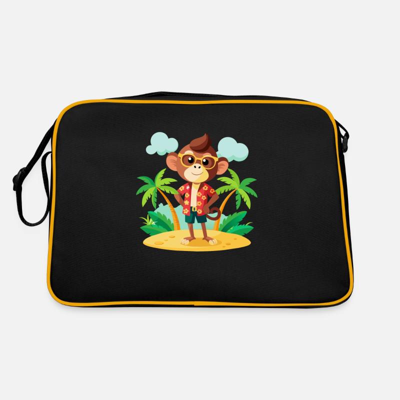Jungle Junior: Verspieltes Affenabenteuer - Retro Tasche - Schwarz/Gold