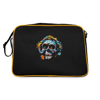 Skull flowers calavera - Sac Retro - noir/or - Dos
