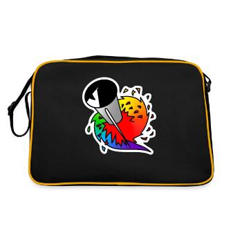 Regenbogen Rakete : Sticky Queer Pride - Retro Tasche - Schwarz/Gold - Hinten