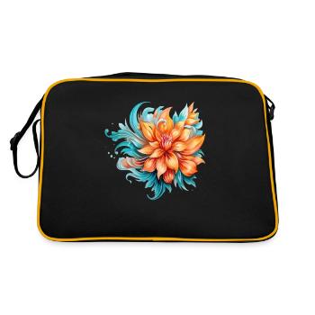 Blumen Hippie Soul Groovy Sommer Zeit Frieden Liebe - Retro Tasche - Schwarz/Gold - Hinten